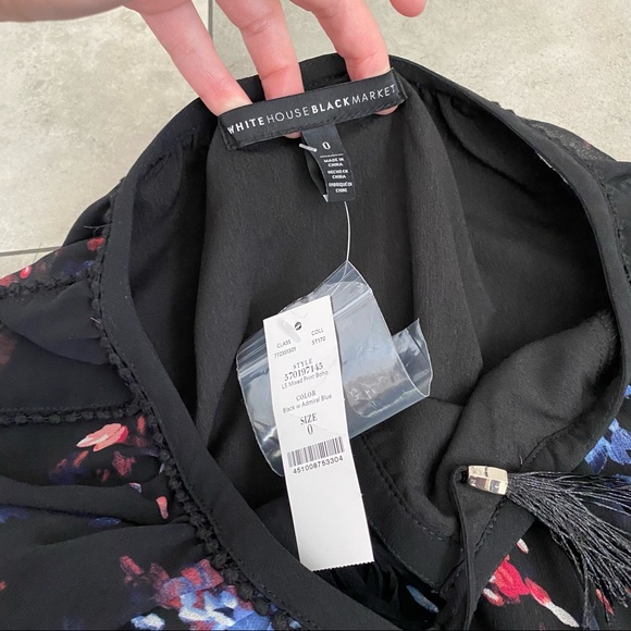 NEW White House black market multi floral sheer chiffon dress size 0 - Picture 9 of 12